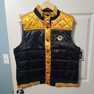 University Of Missouri Mizzour‎ Tigers Puffer Vest Women's XL Black Gold NEW